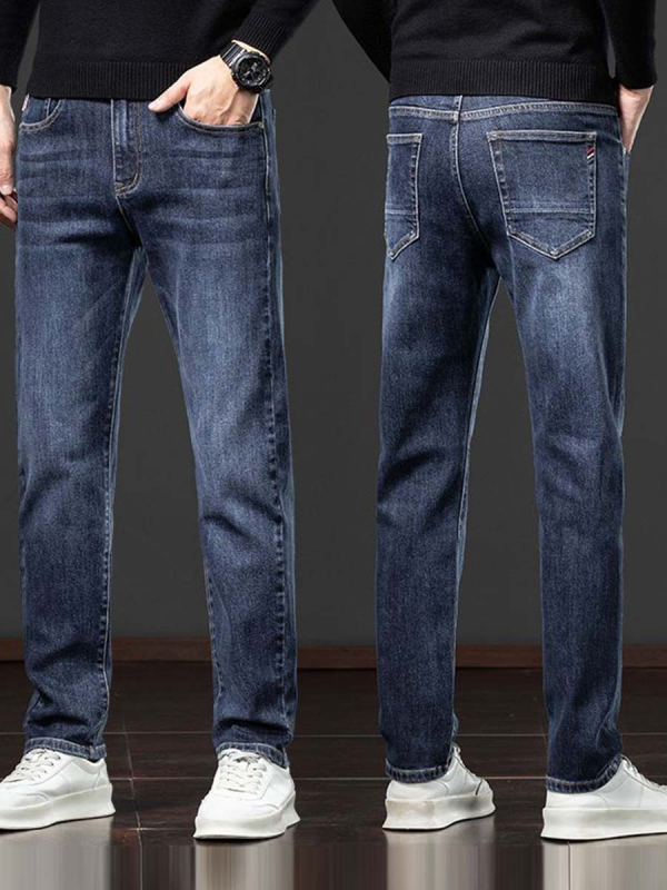 Muške traperice ravnog kroja, srednji porast, 73% pamuk denim, gusta tkanina, zatvarač na zip