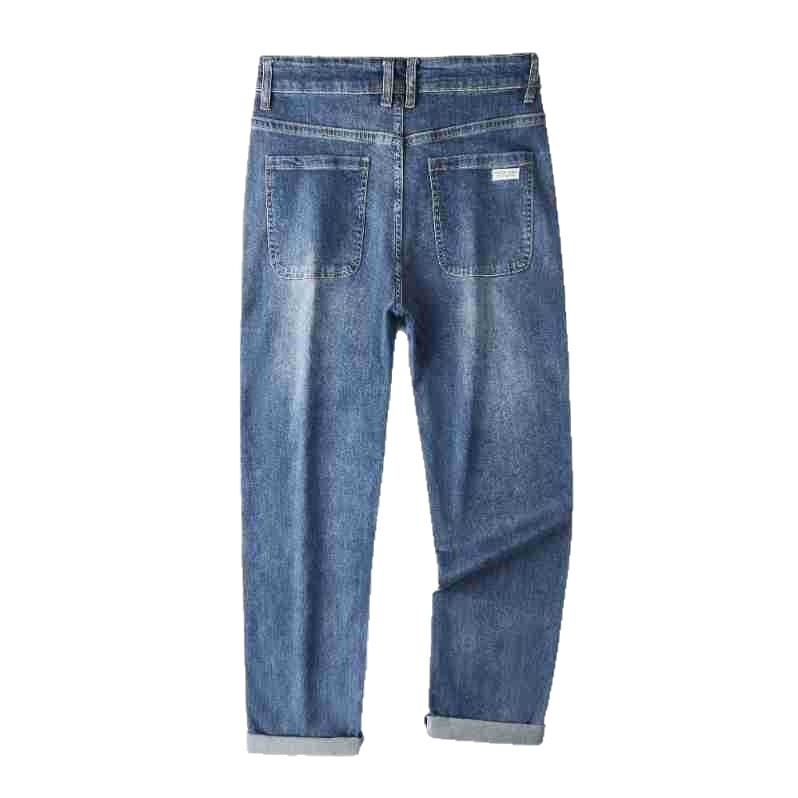 Pamuk denim traperice, slobodan ravni kroj, srednji pojas, zatvarač na zip, više džepova, za jesen