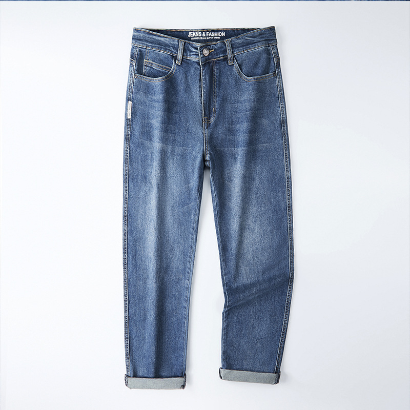Pamuk denim traperice, slobodan ravni kroj, srednji pojas, zatvarač na zip, više džepova, za jesen