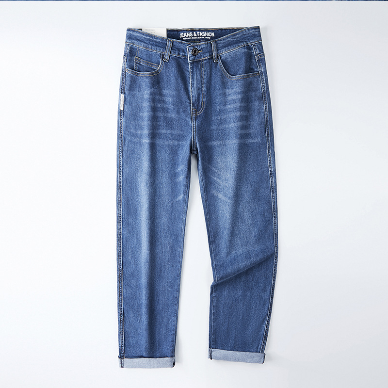 Pamuk denim traperice, slobodan ravni kroj, srednji pojas, zatvarač na zip, više džepova, za jesen
