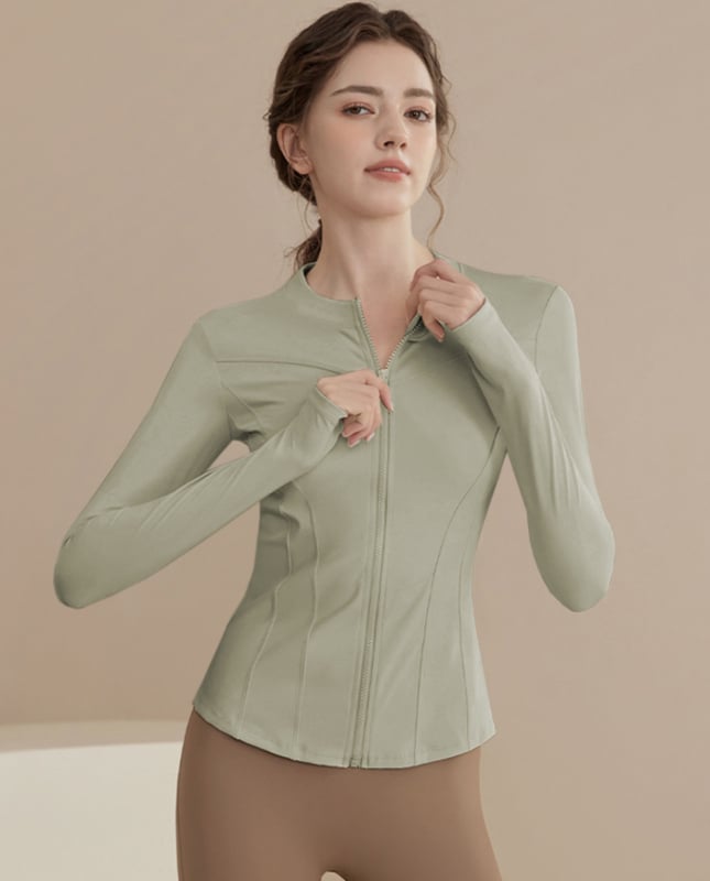 Γυναικείο μακρυμάνικο τοπ γιόγκα από νάιλον, διαπνέον, στενή γραμμή, μήκος μέχρι την κοιλιά, για τρέξιμο και προπονήσεις