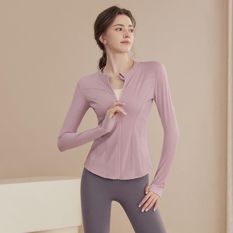 Γυναικείο μακρυμάνικο τοπ γιόγκα από νάιλον, διαπνέον, στενή γραμμή, μήκος μέχρι την κοιλιά, για τρέξιμο και προπονήσεις