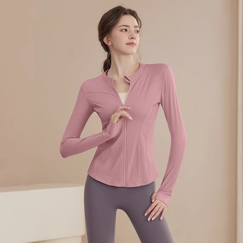 Γυναικείο μακρυμάνικο τοπ γιόγκα από νάιλον, διαπνέον, στενή γραμμή, μήκος μέχρι την κοιλιά, για τρέξιμο και προπονήσεις