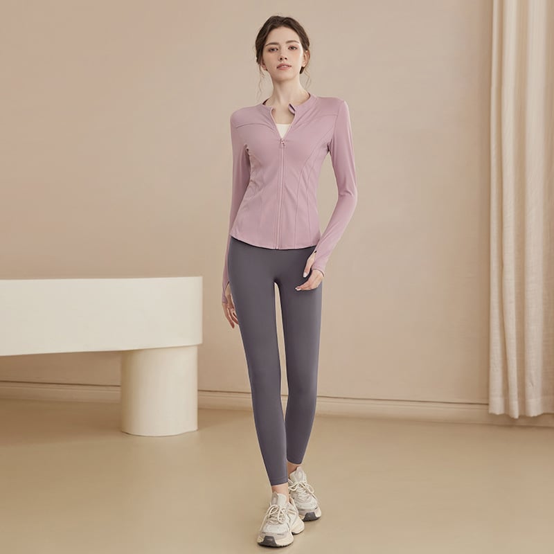 Γυναικείο μακρυμάνικο τοπ γιόγκα από νάιλον, διαπνέον, στενή γραμμή, μήκος μέχρι την κοιλιά, για τρέξιμο και προπονήσεις