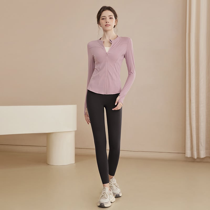 Γυναικείο μακρυμάνικο τοπ γιόγκα από νάιλον, διαπνέον, στενή γραμμή, μήκος μέχρι την κοιλιά, για τρέξιμο και προπονήσεις