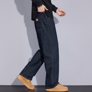 Jeans bărbați croiala dreaptă, talie medie, fermoar, material subțire, toamnă 2025