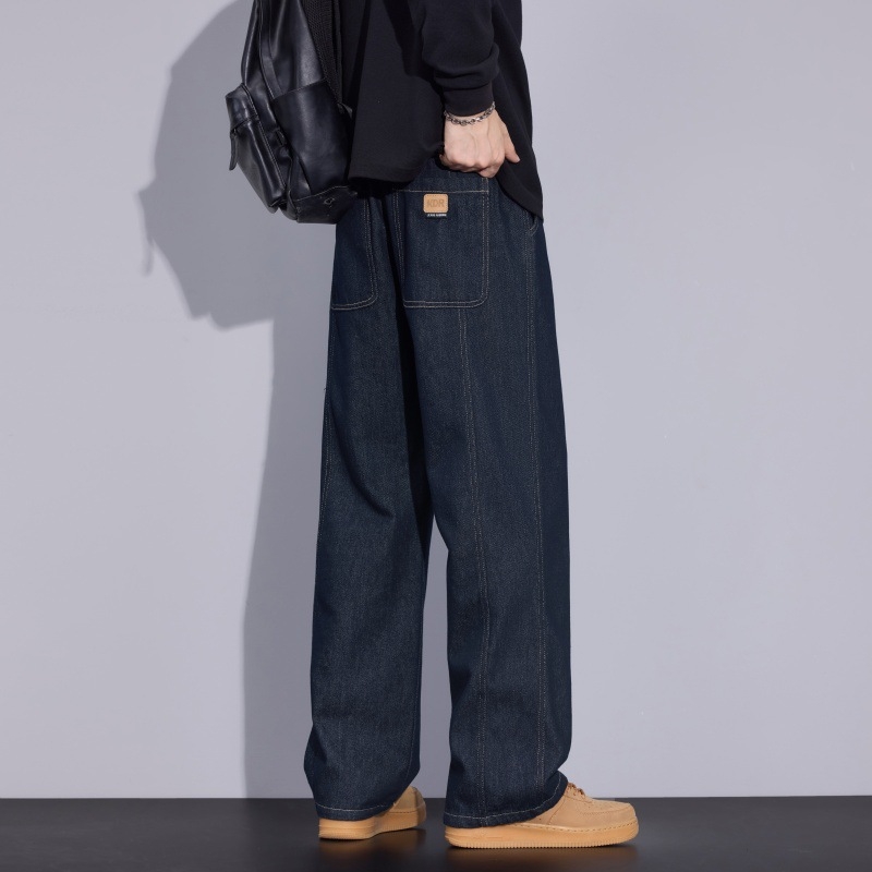 Jeans bărbați croiala dreaptă, talie medie, fermoar, material subțire, toamnă 2025