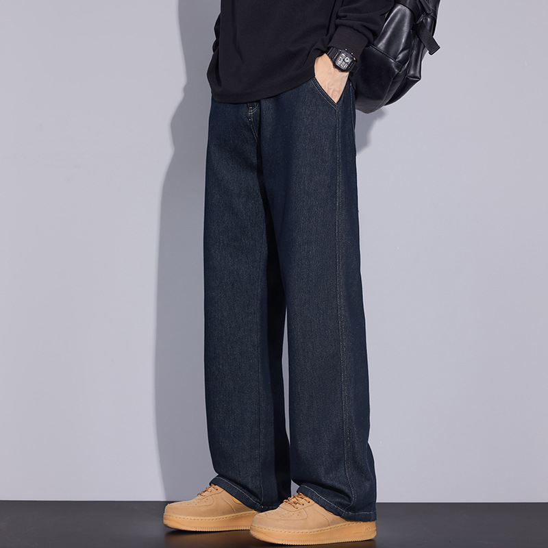 Jeans bărbați croiala dreaptă, talie medie, fermoar, material subțire, toamnă 2025