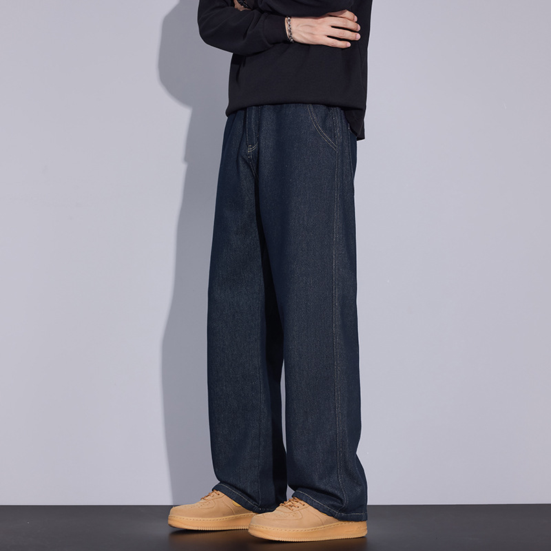 Jeans bărbați croiala dreaptă, talie medie, fermoar, material subțire, toamnă 2025