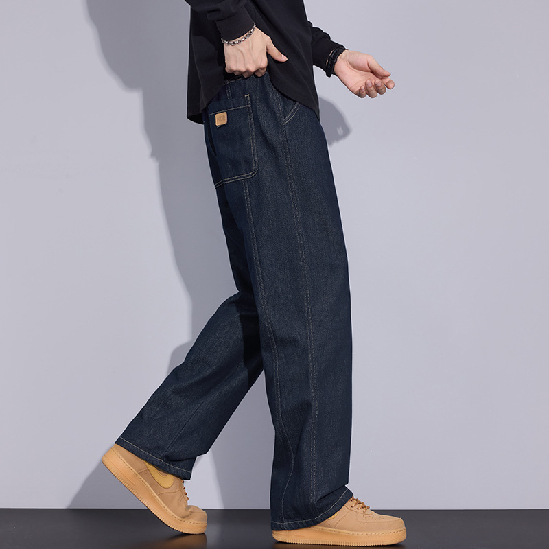 Jeans bărbați croiala dreaptă, talie medie, fermoar, material subțire, toamnă 2025