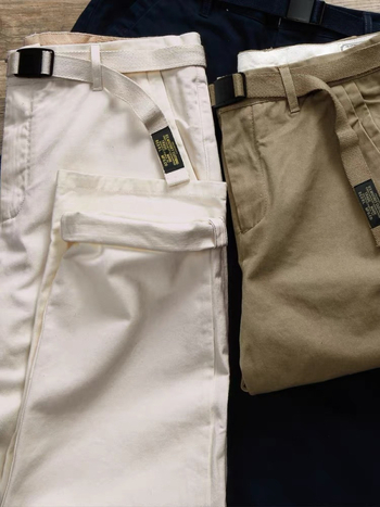 Muške hlače od pamuka twill ravnog kroja, japanski retro Harajuku stil, srednji pojas, zip, više džepova, radna odjeća za proljeće i jesen