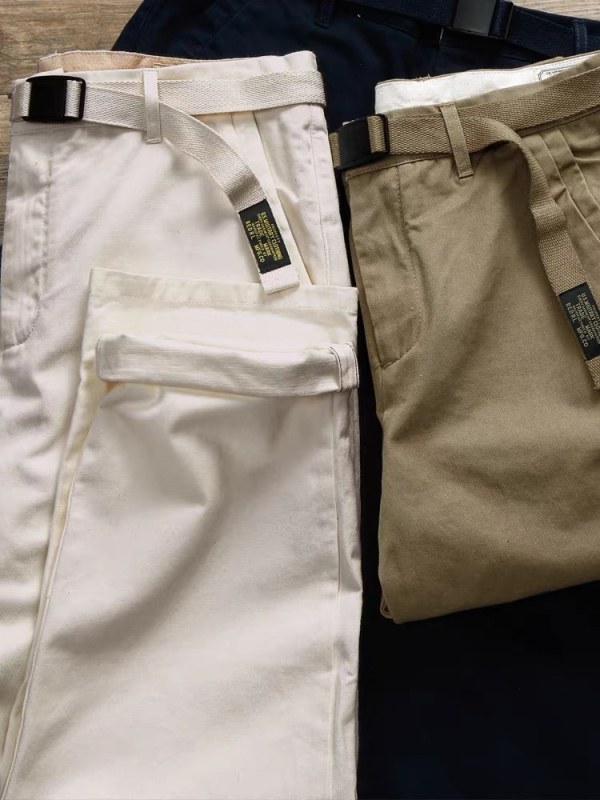 Muške hlače od pamuka twill ravnog kroja, japanski retro Harajuku stil, srednji pojas, zip, više džepova, radna odjeća za proljeće i jesen