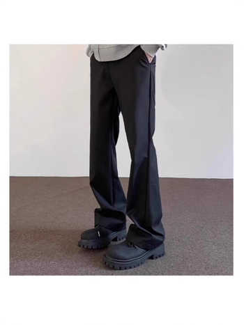 Pantaloni pentru bărbați, stil american de stradă – croială curată, ușor evazați, micro-elastici, amestec bumbac-poliester, vară 2025