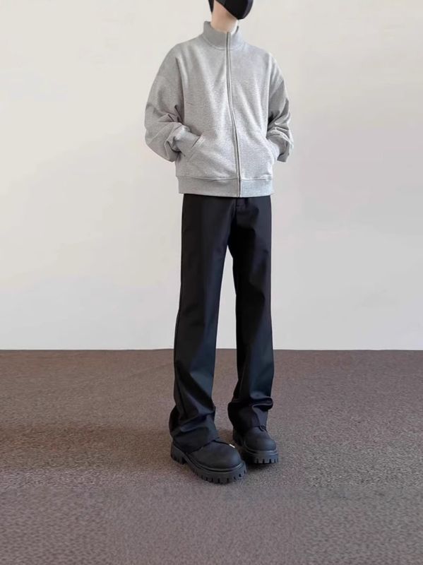 Pantaloni pentru bărbați, stil american de stradă – croială curată, ușor evazați, micro-elastici, amestec bumbac-poliester, vară 2025