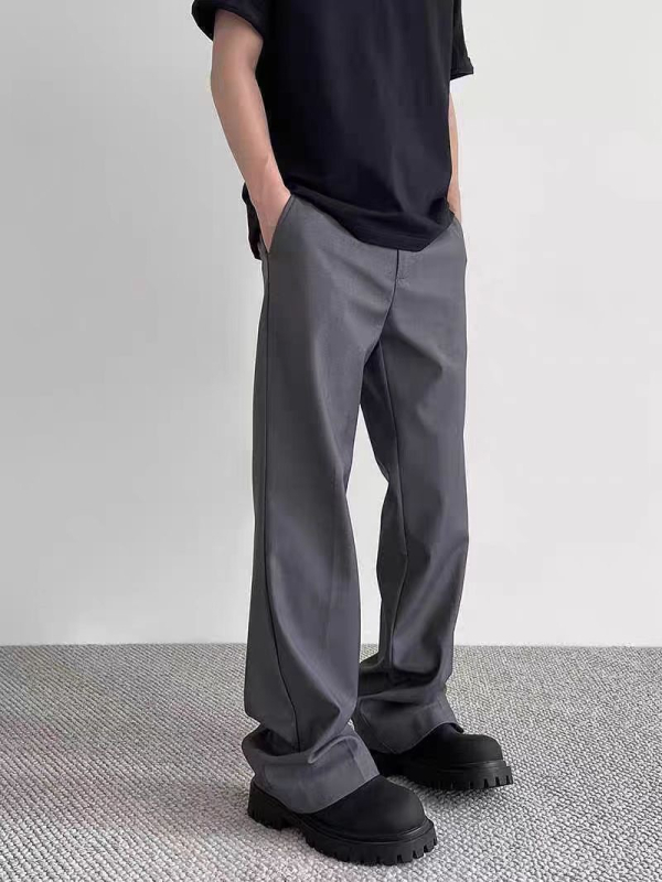 Pantaloni pentru bărbați, stil american de stradă – croială curată, ușor evazați, micro-elastici, amestec bumbac-poliester, vară 2025