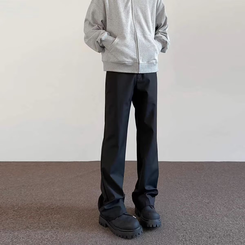 Pantaloni pentru bărbați, stil american de stradă – croială curată, ușor evazați, micro-elastici, amestec bumbac-poliester, vară 2025