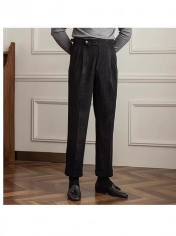 Pantaloni sport casual pentru bărbați, stil coreean, croială dreaptă, lungime 9/10, talie medie, închidere cu șnur (stil coreean, croială dreaptă, lungime 9/10, talie medie, fără curea)