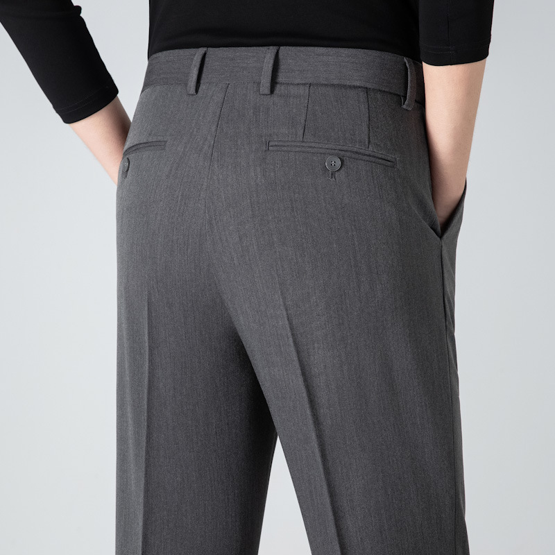 Pantaloni bărbați drepti, talie ascunsă elastica, patru anotimpuri, elasticitate ridicată, țesătură din amestec poliester