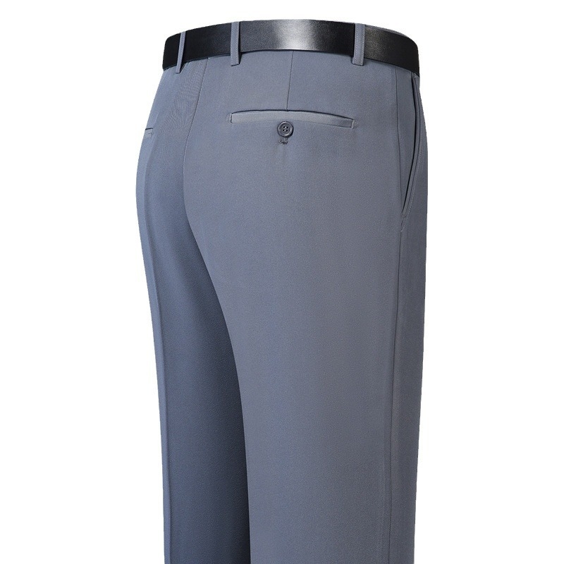 Pantaloni bărbați pentru afaceri, croială dreaptă, iarnă, amestec fibre chimice cu poliester, decor buzunar