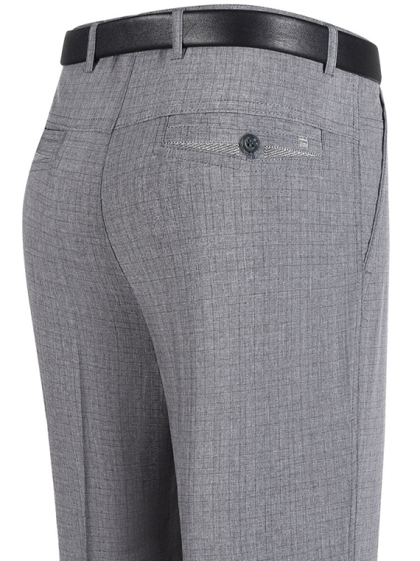 Pantaloni de vară pentru bărbați, croială dreaptă, detaliu buzunar, 35% conținut de in, stil business lejer, pentru bărbați în vârstă