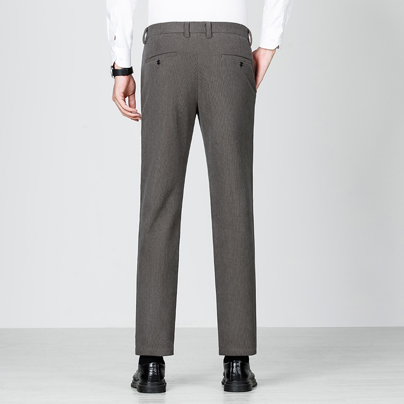 Pantaloni casual-business de iarnă pentru bărbați, croială dreaptă, talie medie, fermoar, material elastan