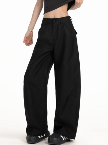 Pantaloni de lucru casual unisex, croială lejeră, talie medie, fermoar, poliester 100%