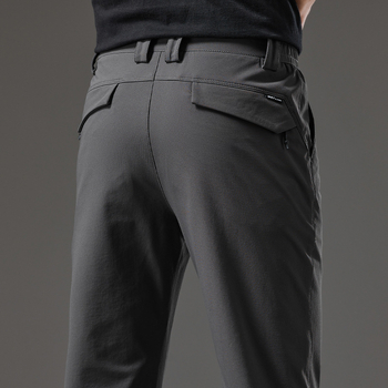 Pantaloni tactici pentru bărbați din bumbac, croială dreaptă, talie medie, fermoar, stil business casual