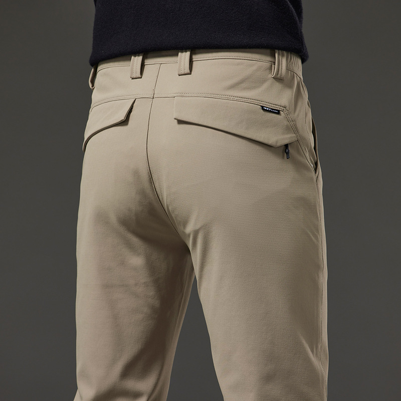 Pantaloni tactici pentru bărbați din bumbac, croială dreaptă, talie medie, fermoar, stil business casual