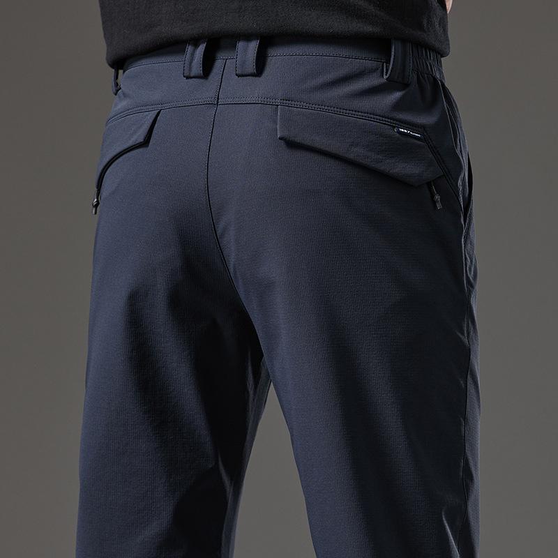 Pantaloni tactici pentru bărbați din bumbac, croială dreaptă, talie medie, fermoar, stil business casual