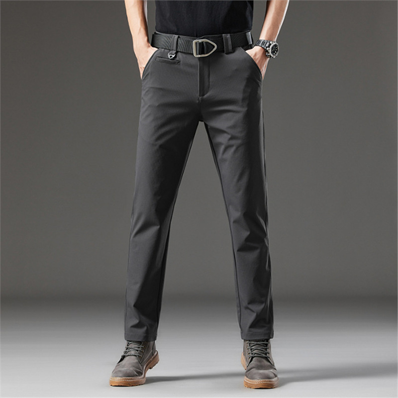 Pantaloni tactici pentru bărbați din bumbac, croială dreaptă, talie medie, fermoar, stil business casual