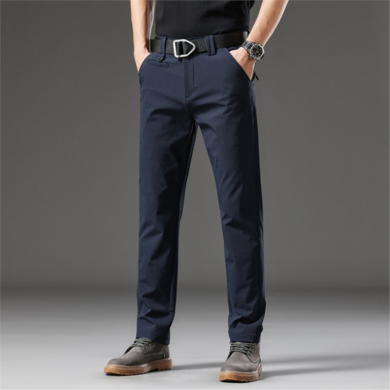 Pantaloni tactici pentru bărbați din bumbac, croială dreaptă, talie medie, fermoar, stil business casual