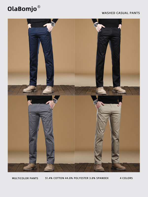 Pantaloni de muncă casual pentru bărbați, croială dreaptă, talie medie, cu curea, nasturi la față