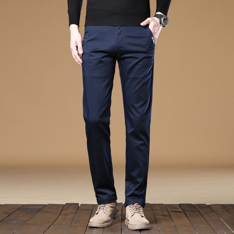 Pantaloni de muncă casual pentru bărbați, croială dreaptă, talie medie, cu curea, nasturi la față