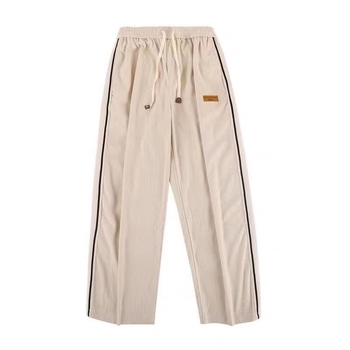 Pantaloni sport casual bărbați corduroy, croială dreaptă, talie medie, model cu dungi, închidere cu șnur