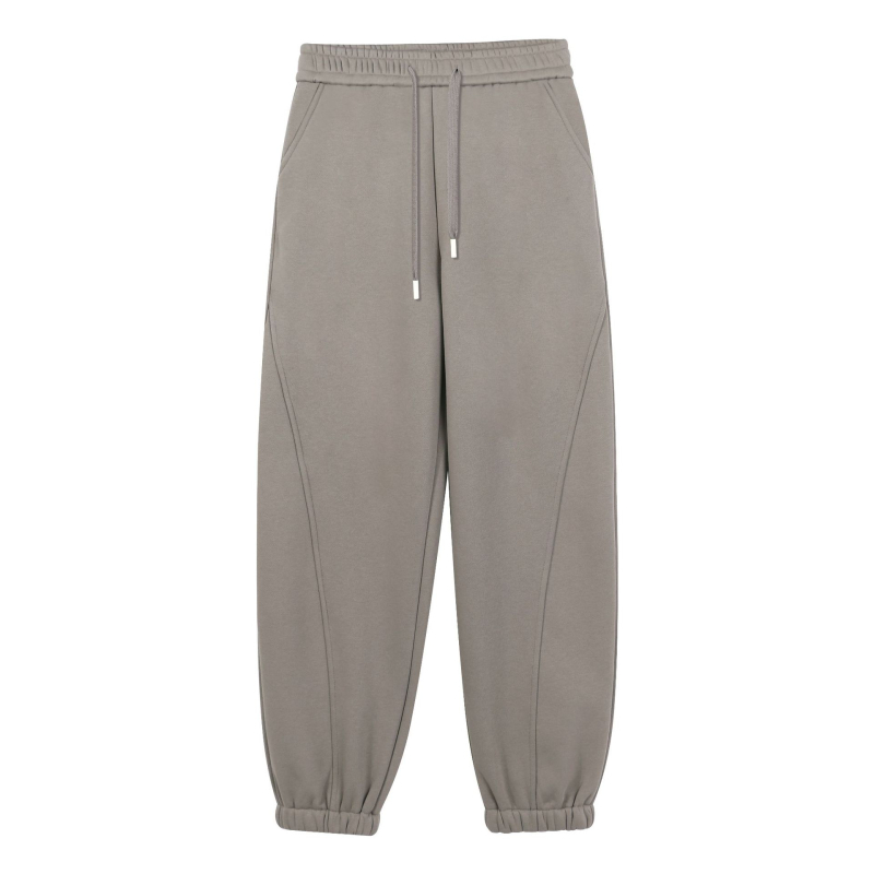 Pantaloni jogger unisex, căptuți cu fleece, croială lejeră, talie cu șnur, amestec de bumbac, iarnă, pantaloni lungi