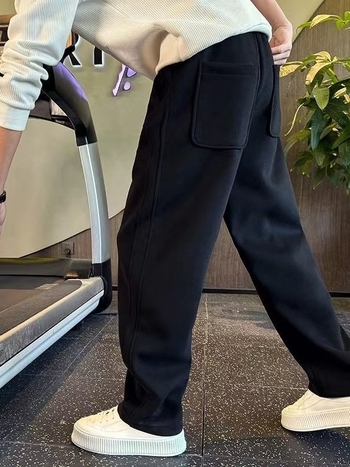 Férfi egyenes szabású nadrág, magas derék, mikroelasztikus, tavasz