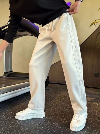 Férfi egyenes szabású nadrág, magas derék, mikroelasztikus, tavasz