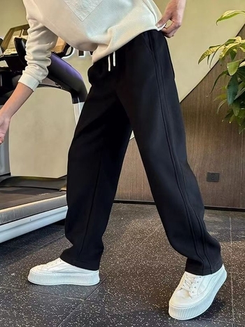 Férfi egyenes szabású nadrág, magas derék, mikroelasztikus, tavasz