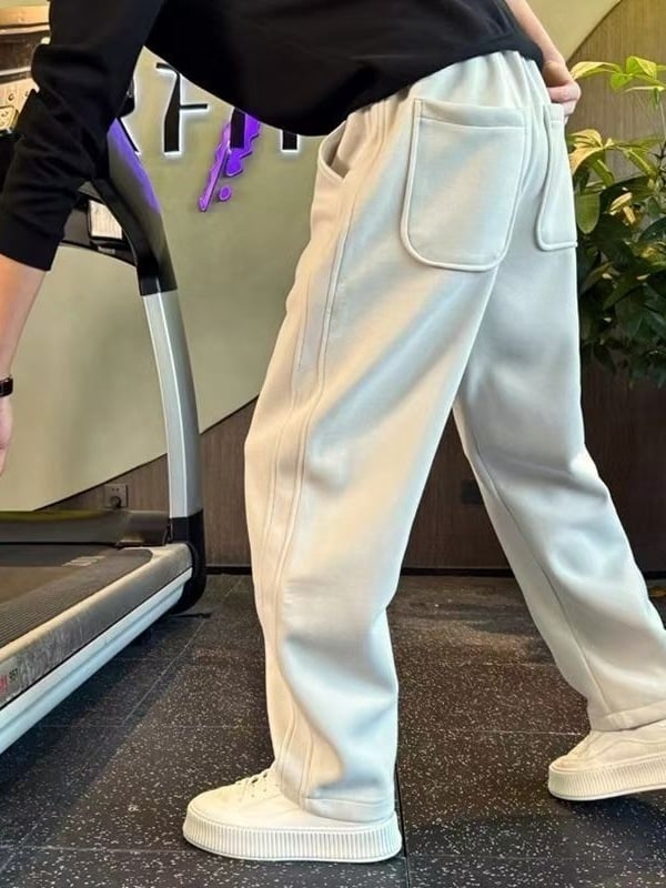 Férfi egyenes szabású nadrág, magas derék, mikroelasztikus, tavasz