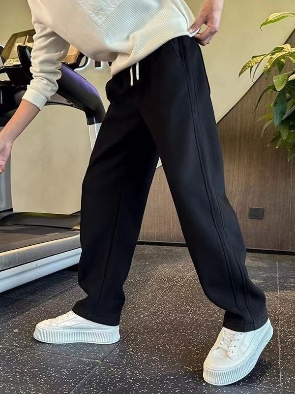 Férfi egyenes szabású nadrág, magas derék, mikroelasztikus, tavasz