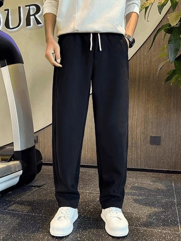 Férfi egyenes szabású nadrág, magas derék, mikroelasztikus, tavasz