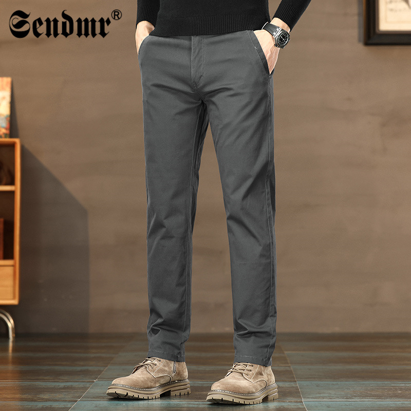 Muške pamučne ravne hlače za casual stil, srednji pojas, zatvarač, 97% pamuk 3% elastan, za jesen