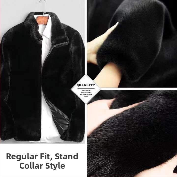 Vīriešu kažokādas mētelis ar kapuci no norkas kažokādes, vidējā garuma, brīvā piegriezuma, rāvējslēdzēja aizdare, īsta kažokāda