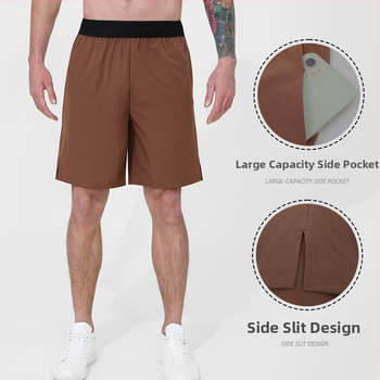 Vyriski greitai džiūstantys sportiniai šortai su vidutine juosta, kvėpuojantys, lengvi, skirti bėgiojimui ir treniruotėms