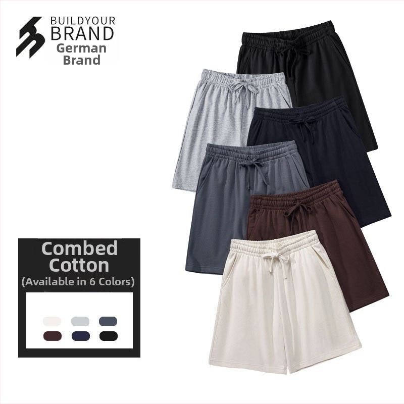 Unisex kokvilnas adījuma šorti, 300 g, elpojoši, brīvs piegriezums, vasaras sporta ikdiena BYB5111