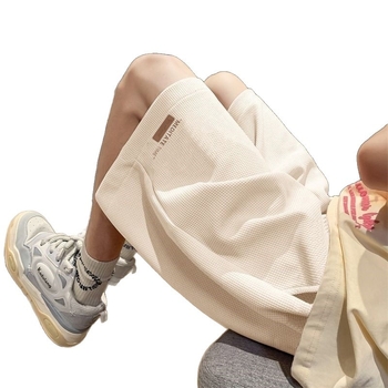 Мъжки вафелни къси шорти, прави крачоли, средна-ниска талия, полиестер, микроеластични