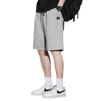 Мъжки летни къси панталони от 100% памук, 300 g плат, средна талия, шнурово затваряне, множество джобове