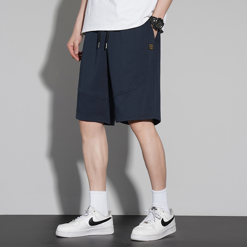 Мъжки летни къси панталони от 100% памук, 300 g плат, средна талия, шнурово затваряне, множество джобове