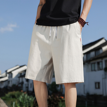 Мъжки памучни къси панталони – летни, свободна кройка, права линия, средна талия, тънки и дишащи, китайски стил