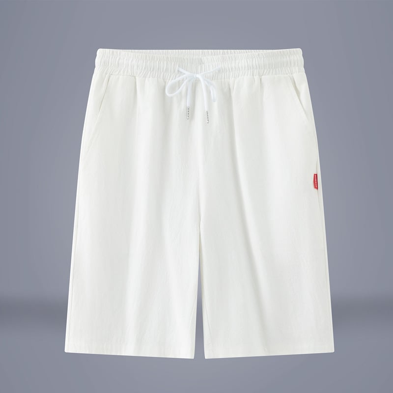 Мъжки памучни къси панталони – летни, свободна кройка, права линия, средна талия, тънки и дишащи, китайски стил